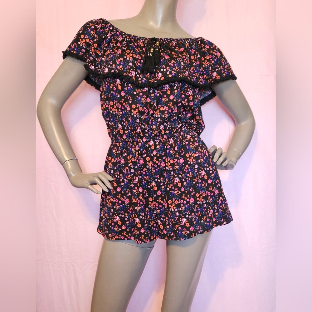 Forever 21 Black Floral Romper